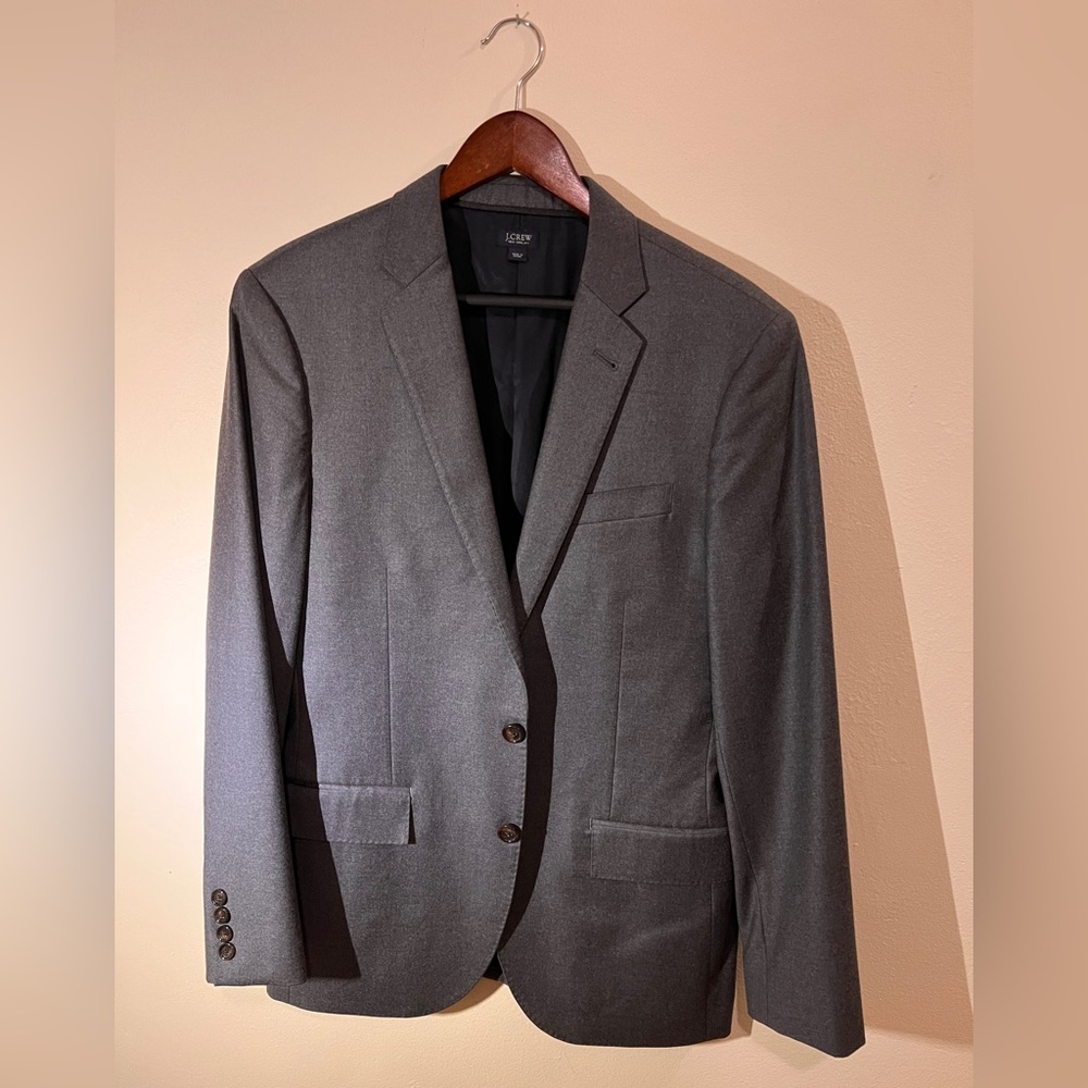 J. Crew Men’s Blazer Size 38 short, medium gray Loro Piana Super 130’s wool